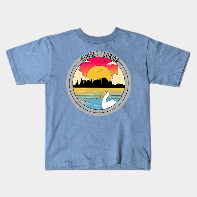 Sunset  Florida Kids T-Shirt by Artthree Studio